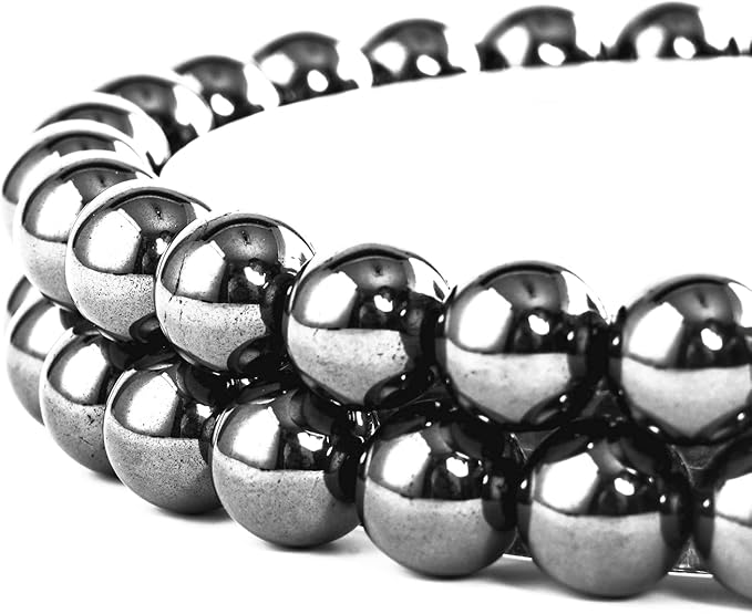4mm Natural Hematite Round Bead - 90PCS Bulk Gemstone Beads for Jewelry Making, DIY Bracelets, Necklaces - Includes Crystal Stretch Cord - Stone Beads for Crafting Gifts
