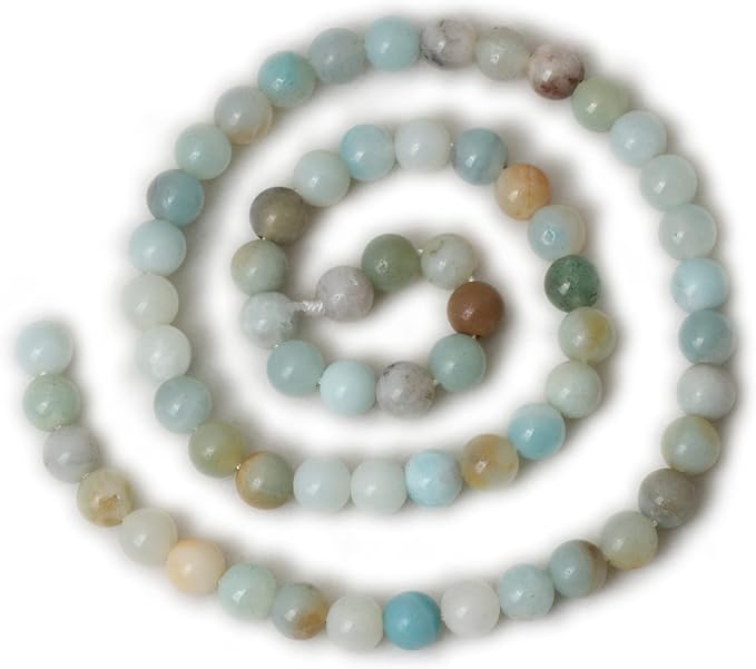 cheavian 60pcs 6mm natural mix color amazonite gemstone round loose beads stone beads for jewelry making diy 1 strand 15"