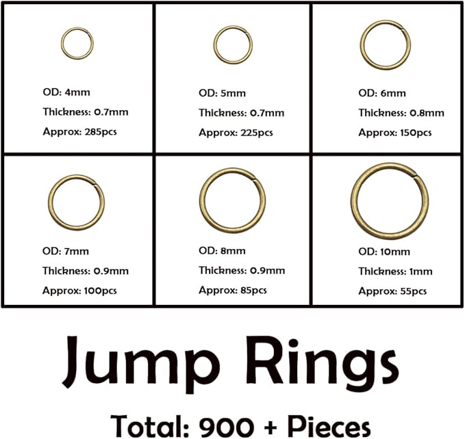 inspirelle 900 pieces open jump rings and 120 pieces lobster clasps metal split rings connector rings for jewelry making bronze