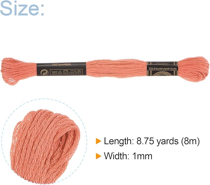 HARFINGTON 12 Skeins Embroidery Floss 8m Each Egyptian Long Fiber Cotton Cross Stitch Thread 26S/2x6 for Embroidery Projects Bracelet, Apricot