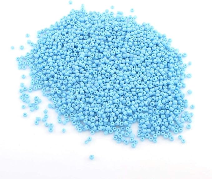 Perlin Glass Seed Beads 2mm 11/0 Round Mini Small Pony Beads 6500pcs for Making Earrings Bracelets Pendants Waist Jewelry DIY Handmade Opaque Color Kit (Blue)