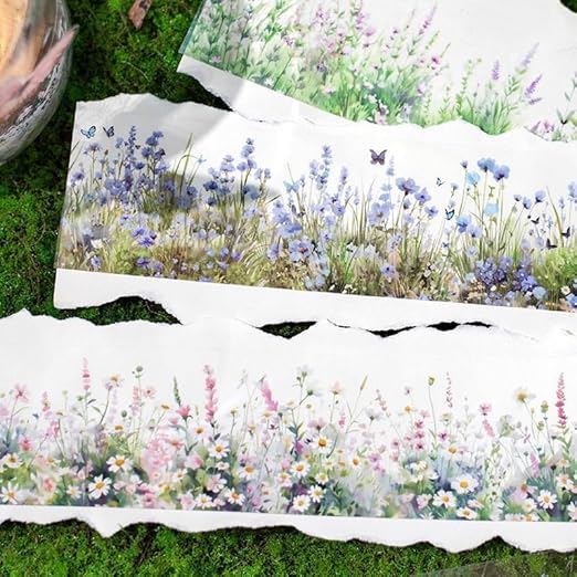 Kesari PET Tape Stickers for Scrapbooking Supplies,6 Rolls Flower Clusters Tape Scrapbook Stickers for Journaling Junk Journal Supplies, DIY Crafts (Light)