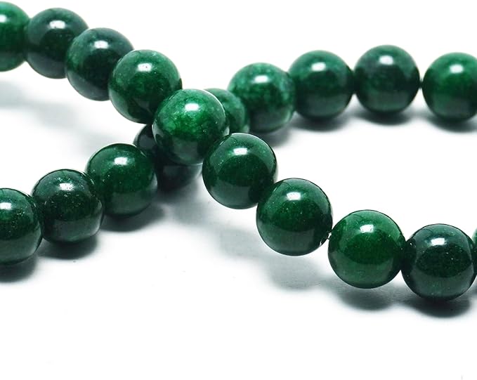 Natural African Green Jade Beads for Jewelry Making - Stone Beads Gemstone Beads for Bracelets, 10mm Crystal Beads Round Loose Beads(34-37pcs, 10mm, African Green Jade)