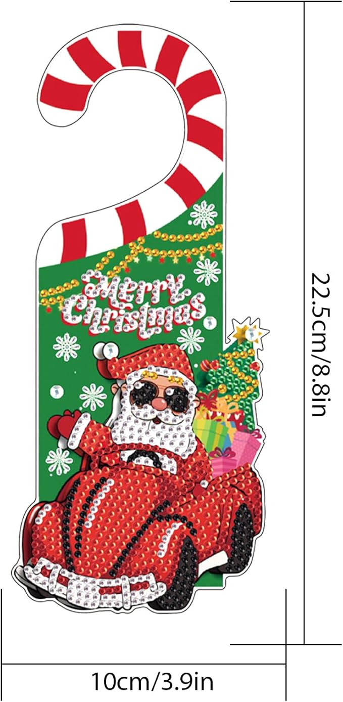 AiYuanzsh Diamond Painting Christmas Door Sign Pendant Kits for Door Decoration, Christmas Santa Claus 5D Crystal Rhinestones Diamond Art Hanging Door by Number Kits Hanging Home Decor Gift