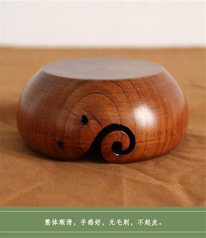 Wooden Yarn Bowl Largest, 1 PCS Premium Knitting Storage Accessories & Supplies, Yarn Holder for Knitting and Crochet Yarn Winder, Handcrafted Yarn Ball Bowl Brown Box #04