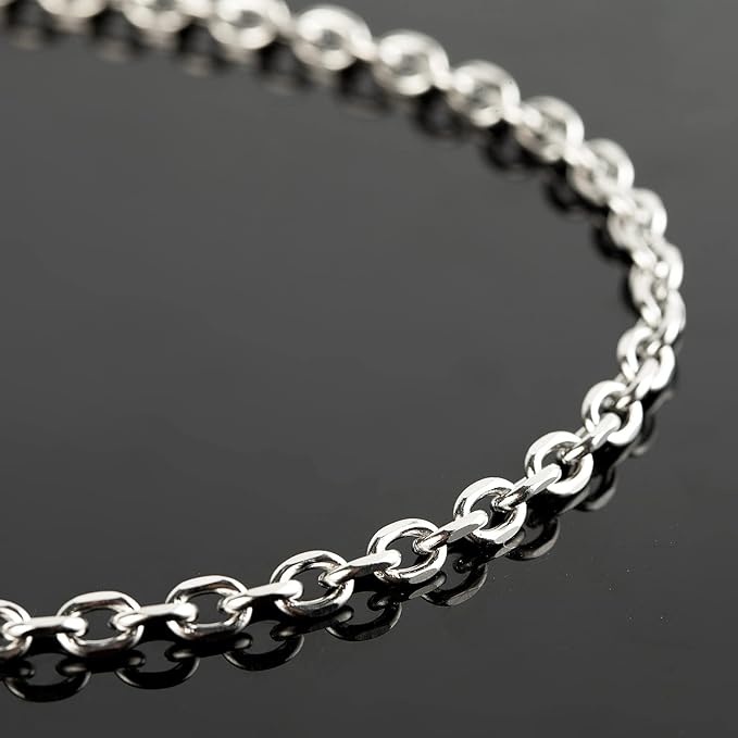 YOUBEIYEE 304 Stainless Steel Cable Chain for Jewelry Making, 16.4 Feet Silver Necklace Chains Bulk with 30pcs Open Jump Rings and 10pcs Lobster Clasps