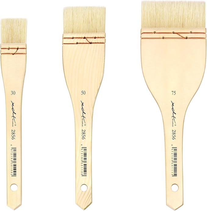 XDT#5249 Hake Artist Paint Brush 3 Piece Set Medium Soft Premium Goat #1.06in #1.77in #2.76in, Acrylic Oil Watercolor