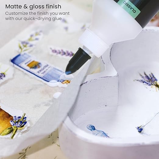 Arteza Decoupage Glue Craft Kit, 2 Glue Finishes (Gloss & Matte), 8-oz Bottles, Foam Brushes, Plastic Spreader Tools, Gloves, Art Supplies for Paper Crafting, Scrapbooking & Decorating