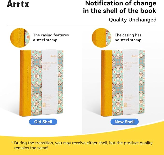 Arrtx Watercolor Sketchbook,100% Cotton Acid-Free 140lb/300gsm Hot Press Hardcover Watercolor Journal Notebook,20 Sheets 5.35 x 3.86 inches