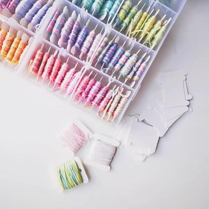 129 Pcs Embroidery Floss Bobbins Embroidery Floss Organizer, Plastic Embroidery Thread Cards for Cross Stitch Thread Holder Sewing Storage for DIY Sewing Craft(White)