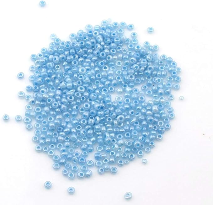 Perlin Glass Seed Beads 4mm 6/0 Round 1100pcs Mini Small Pony Spacer Beads Kit for Jewelry Making Earrings Bracelets Pendants Waist DIY Handmade (Blue Ceylon)