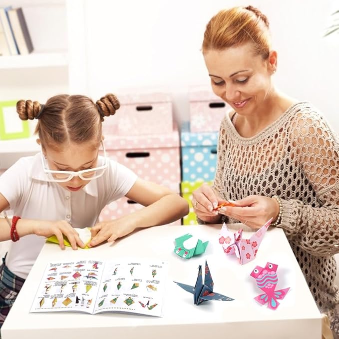 Origami Paper for Kids Crafts, 350 PCS Origami Paper Kit, Vivid 200 Cartoon Origami Objects+100 Solid Color Papers+50 Traditional Japanese Patterns with Instructions, Origami for Kids Adults Beginners