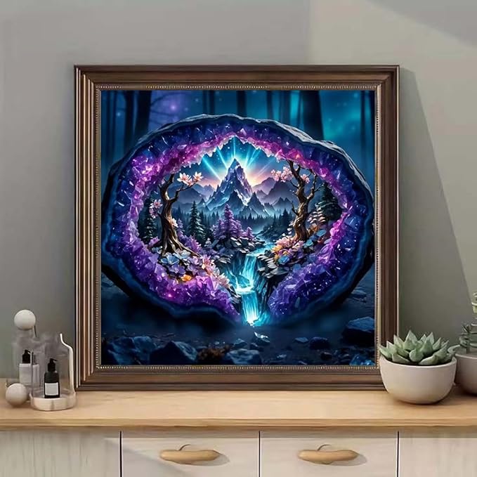 SHICERNHJ 5D Diamond Painting Kits for Adults,Crystal Forest Landscape Diamond Art Kits for Beginner,DIY Full Round Drill Diamond Dot with Gem Art Kits for Adults Home Wall Decor 14x14 Inch