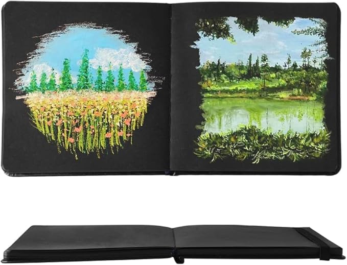 Mifuner Small 5x5 Black Notebooks 110gsm 82 Sheets/164 Pages mini blank sketchbooks Travel Journal Pocket Hardcover Paint Writing Notebook Blank Diary Memo Planner Sketchbook Black Paper