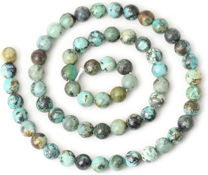 cheavian 60pcs 6mm natural african turquoise stone gemstone round loose beads for jewelry making diy bracelet necklace materials 1 strand 15"