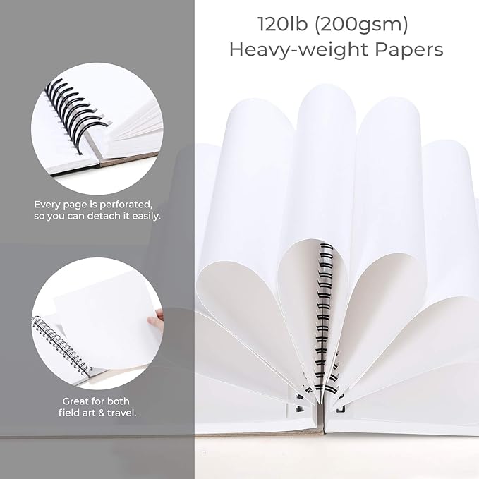 Ohuhu Marker Pads Art Sketchbook - 8.9" x 8.3" Portable Square Size -120 lb/200 gsm Drawing Papers - 60 Sheets/120 Pages - Spiral Bound Sketch Drawing Book for Alcohol Markers Christmas Gift