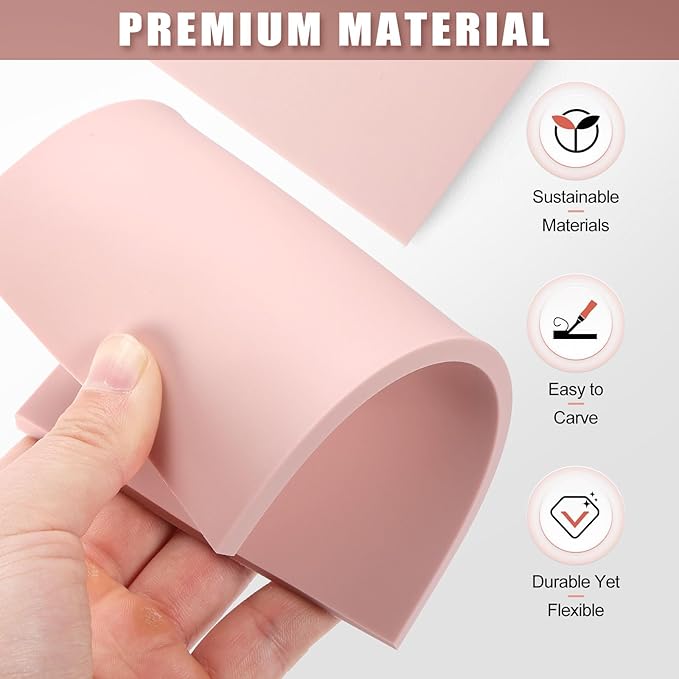 Bobblebro Linoleum Blocks for Printmaking Supplies - 4PCS 4”x6”Rubber Linocut Block Printing Kit for Stamp Carving, Soft Relief Printing Linoleum for DIY Crafts & Art Projects