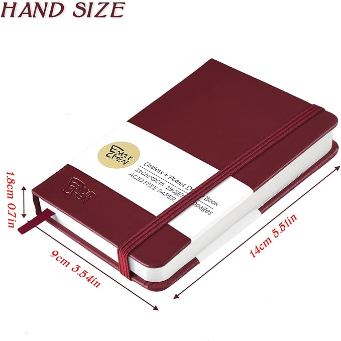 Mix Media Pad,3.5"x5.5" Small Hardcover Leather Art Sketchbook,60 Sheets(112lb/180gsm) Heavyweight Acid Free Artistic Painting Drawing Sketching Paper, Handy Pocket Journal Sketchbook.Wine Red