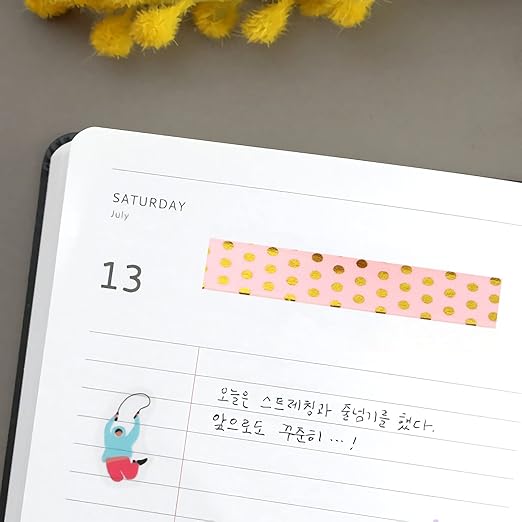 CIAIJE Pink Foil Dots Washi Tape, 5/8" x 393 in (15mm x 10m), Pink Foil Dots, Masking Tape for Craft Decorative Use