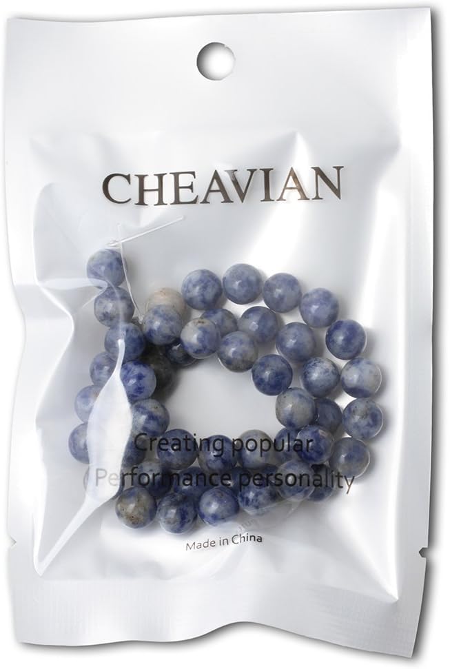 cheavian 45pcs 8mm natural blue white sodalite gemstone round loose beads for jewelry making 1 strand 15"