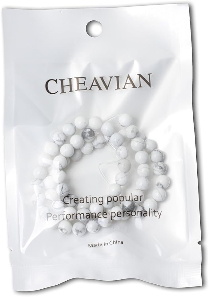 cheavian 6mm 60pcs natural white howlite gemstone round loose stone beads for jewelry making diy crafts design 1 strand 15"