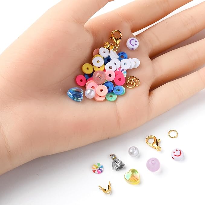 Echoed Elegance Clay Beads 2 Boxes Bracelet Making Kit, 8042 pcs Beads for Jewelry Making, Round Letter Beads with Charm and Elastic Strings, Friendship Bracelets Holiday Gifts for Girls Adults