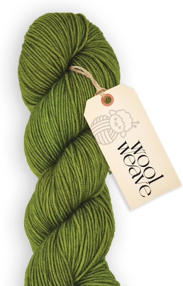Superwash Merino Wool Yarn for Knitting & Crocheting - Premium Hand Dyed Green Yarn, 100gr, 240 Yards, Dk Weight - Luxurious, Soft & Durable