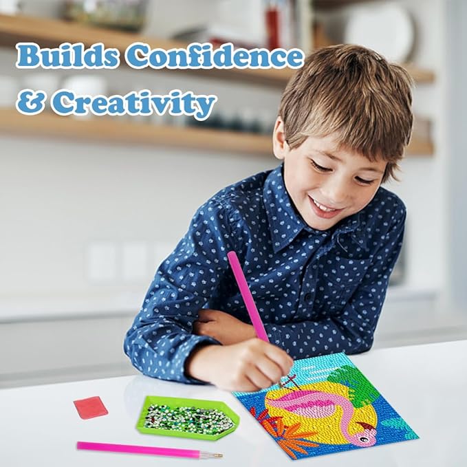 Labeol Diamond Art Kits for Kids Crafts for Girls Ages 6-8-10-12 Easy to DIY Creative Diamond Art Sticker Craft by Numbers Kits for Kids and Adult Beginners (4 Pack Cute)
