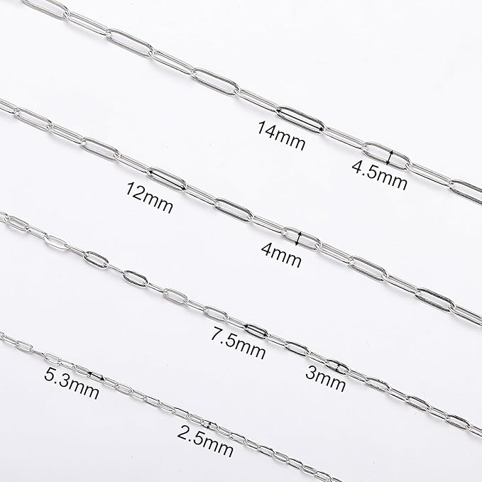 SMYHTGLIF 32.8 Feet Silver Cable Paperclip Jewelry Making Chains Stainless Steel Necklace Bracelet Chain with Lobster Clasps and Open Jump Rings for Jewelry Making