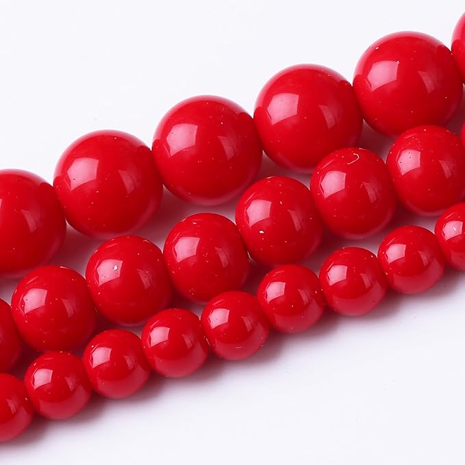 Ruby Glass Stone Beads for Jewelry Making DIY Gemstone Round Crystal Bracelet Necklace 1 Strand 15.5inchs 4mm 88pcs