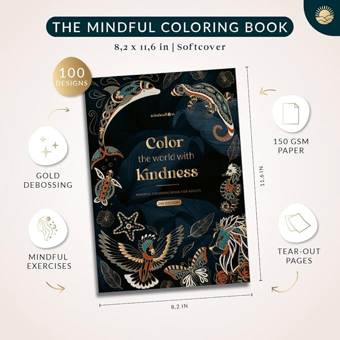 Coloring Books for Adults Relaxation by Mindmellow – Stress Relief Coloring Book for Adults & Teens - Calming Designs to Inspire Creativity and Mindfulness - Coloring Books for Teens (XXL)