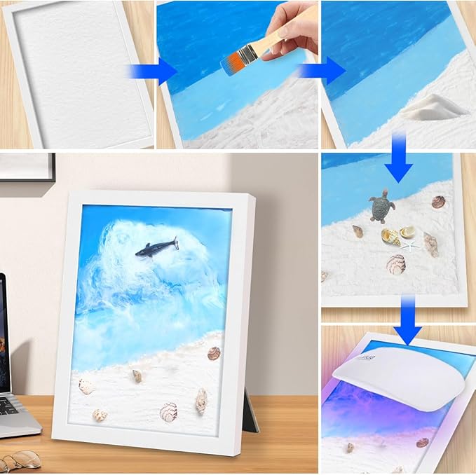 SanerDirect DIY Crafting Beach Ocean with Resin Art Kit, Themed Gifts for Adult, Girls, Couples, Ideal Resin Painting Gift Choice for Mother's Day, Halloween, Christmas, a Variety of Holidays