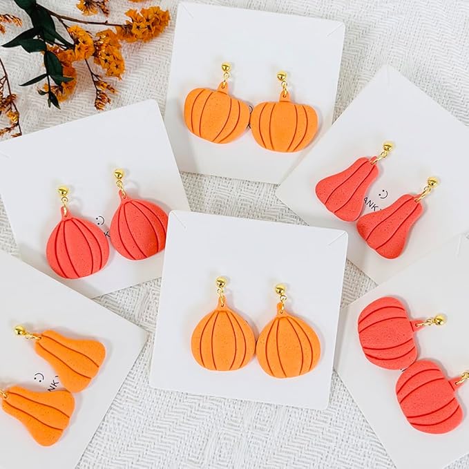 Xaekicr 3Pcs Halloween Pumpkin Polymer Clay Cutters Set – Fall Theme Clay Cutters for Earrings Making – Pumpkin Clay Tools for Polymer Clay Molds