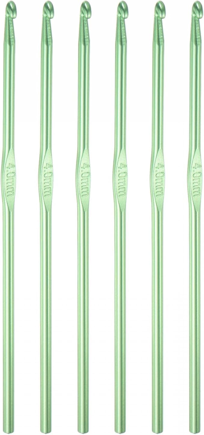uxcell Aluminum Crochet Hook 4mm US Size G (Size 6) Knitting Needles for DIY Craft Yarn Green 6Pcs