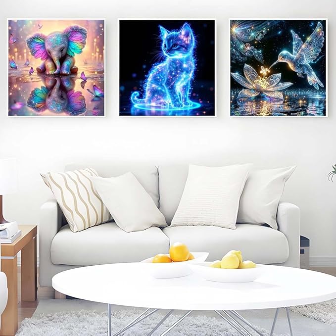 4 Pack Diamond Art Kits for Adults,5D Hummingbird Diamond Painting Kits for Beginnes Animal Diamond Art Diamond Painting Kit for Adults,DIY Full Drill Painting Kit For Home Wall Decor14X14inch
