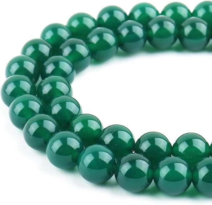 Natural Stone Beads for Jewelry Making - 10mm Gemstone Round Beads for Bracelets(35-37pcs, Green Agate)