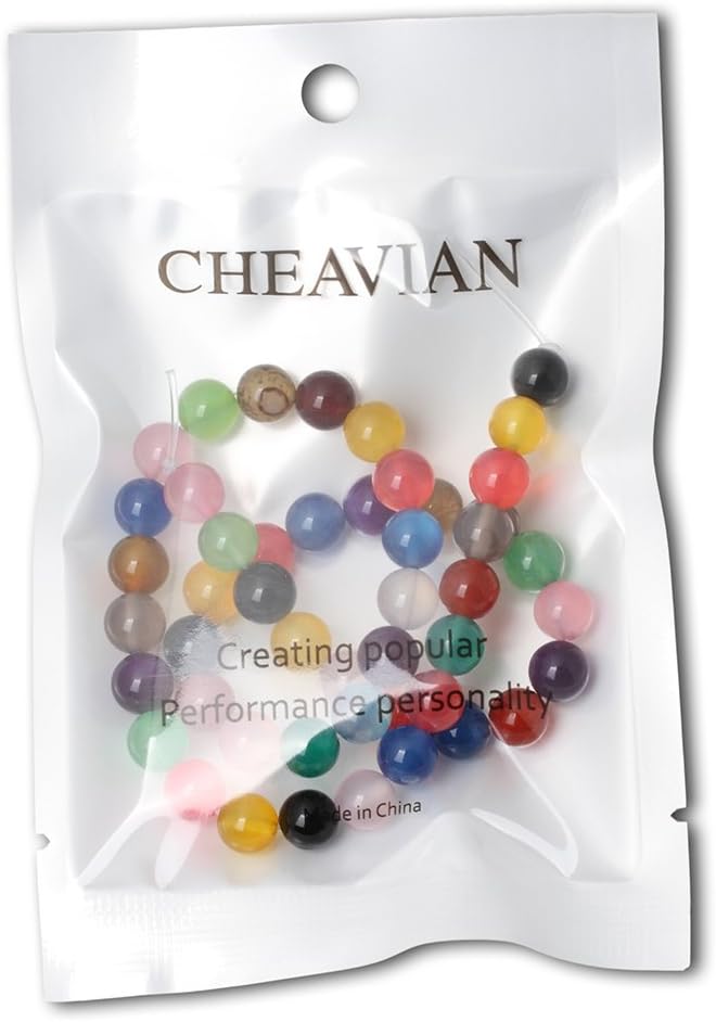 45PCS 8mm Colorful Agate Gemstone Round Loose Beads for Jewelry Making 1 Strand 15"