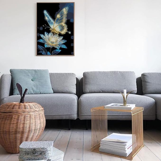 Butterfly Flower Stamped Cross Stitch Kits Flower Cross Stitch Patterns,Dimensions Cross Stitch Kits Embroidery Kit Arts and Crafts for Beginners 15.7x11.8 inch