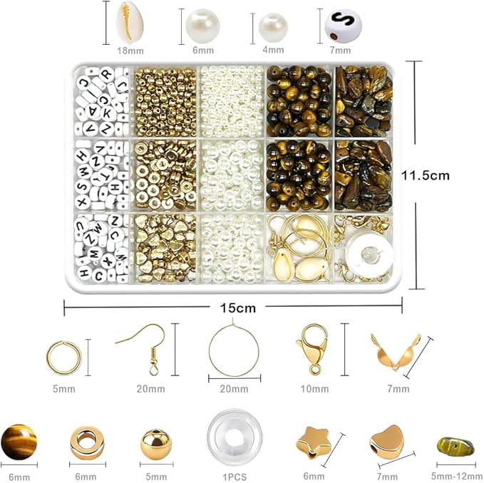 Basigeese Jewelry Making Supplies Kit Natural Stone Beads Irregular Gemstone Beading with for DIY Craft Bracelet Necklace Earrings for Adults (Yellow Tiger Eye)