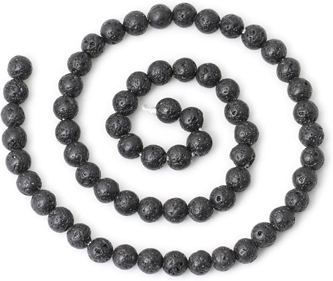 cheavian 6mm 60pcs black lava volcanic stone gemstone round loose beads for jewelry making 1 strand 15"