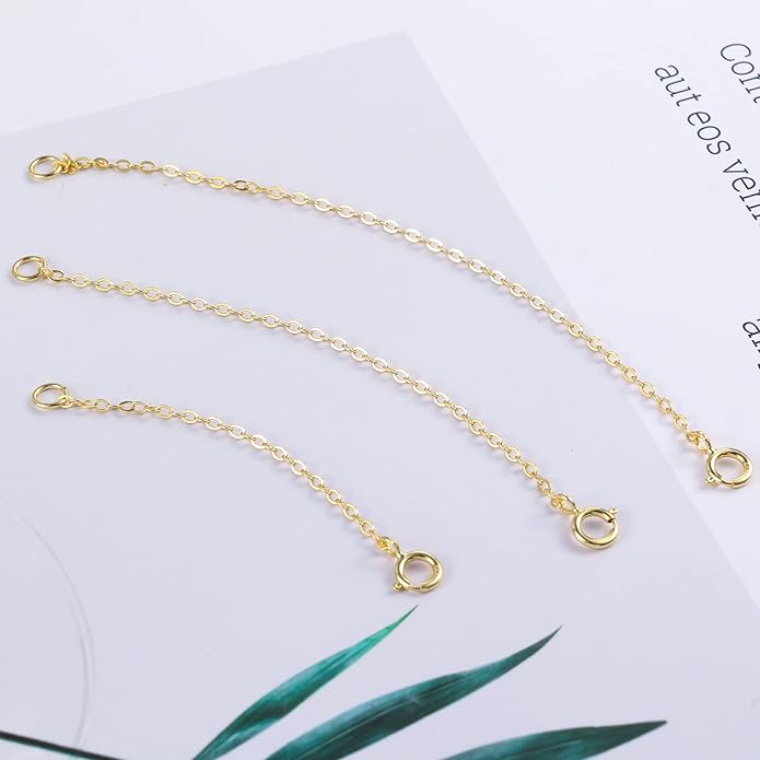 3 Pcs 925 Sterling Silver Necklace Extenders for Women Durable Strong Removable Necklace Bracelet Anklet Extension Jewelry Making Chains