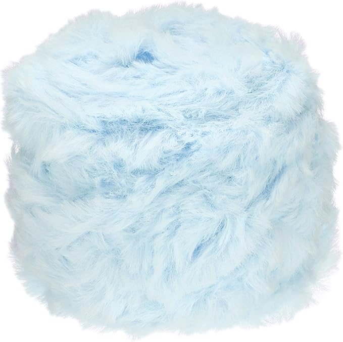 PATIKIL 70yds Faux Fur Yarn, Fuzzy Yarn Crochet Fluffy Yarn Soft Chunky Polyester Plush Fur Eyelash for Crocheting Knit Blanket Rug Sweater Scarf Hat Bear Craft, Light Blue