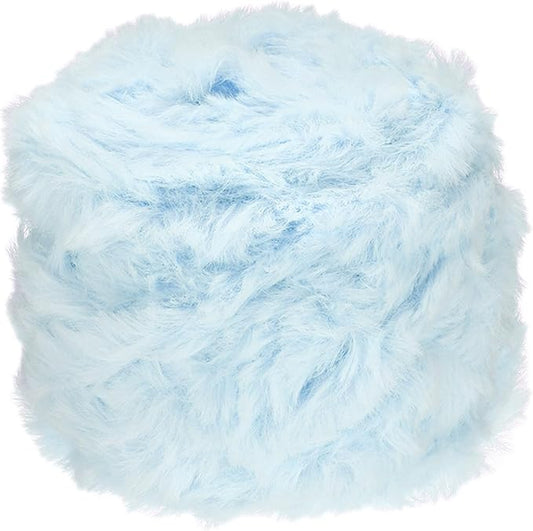 PATIKIL 70yds Faux Fur Yarn, Fuzzy Yarn Crochet Fluffy Yarn Soft Chunky Polyester Plush Fur Eyelash for Crocheting Knit Blanket Rug Sweater Scarf Hat Bear Craft, Light Blue