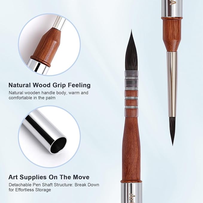 Professional Travel Watercolor Brush Set - Squirrel Hair Mop Paintbrushes for Artists, Portable Art Supplies for Water Color Painting
