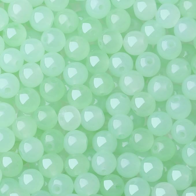 500Pcs Green Glass Beads Kit for Jewelry Making, 8mm Round Crystal Beads for Necklace Kits Earring and DIY Crafts Bracelets (Light Green)