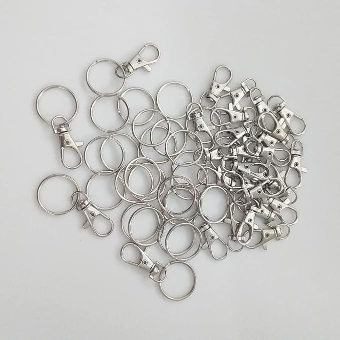 60 Pcs Premium Swivel Lanyard Snap Hook with Key Rings, Metal Lobster Clasp Keychain Hooks for Lanyard Crafting
