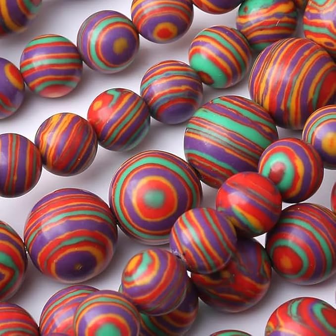 Painted Peacock Turquoise Stone Beads for Jewelry Making DIY Bracelet Necklace Gemstone Round Crystal 1 Strand 15.5inch 4MM