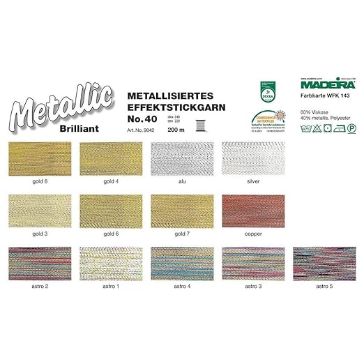 Madeira 9842-011 Metallic Nylon/Polyester Embroidery Thread, 40wt/220 yd, Textured Aluminum