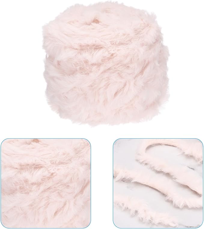 PATIKIL 70yds Faux Fur Yarn, Fuzzy Yarn Crochet Fluffy Yarn Soft Chunky Polyester Plush Fur Eyelash for Crocheting Knit Blanket Rug Sweater Scarf Hat Bear Craft, Pink