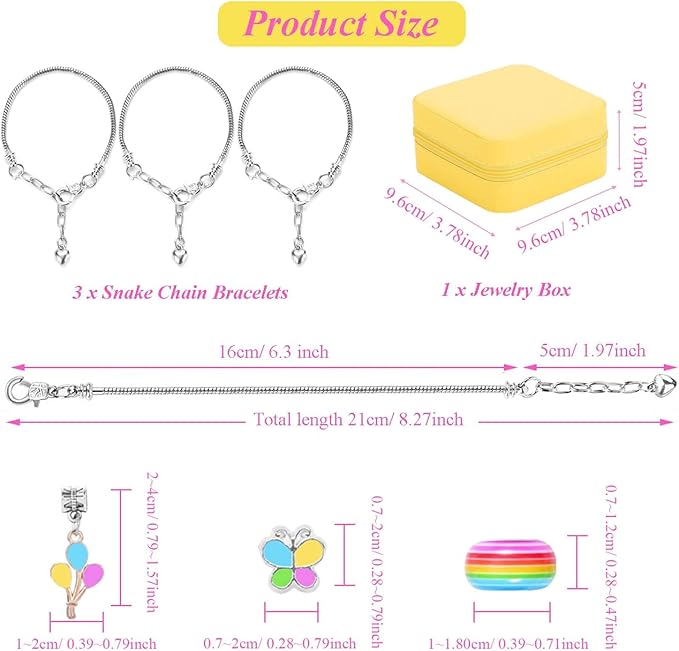 ONADEBY Charm Bracelet Making Kit - Colorful DIY Jewelry Making Kit for Girl, Friendship Bracelet Kit with Portable Jewelry Box for Birthday Christmas New Years Easter Valentine Craft Gifts